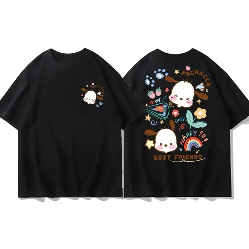 Kawaii Sanrio Kuromi, Pochacco, Cinnamoroll, My Melody T-Shirts – Cute Anime Graphic Harajuku Y2K T-Shirt for Women