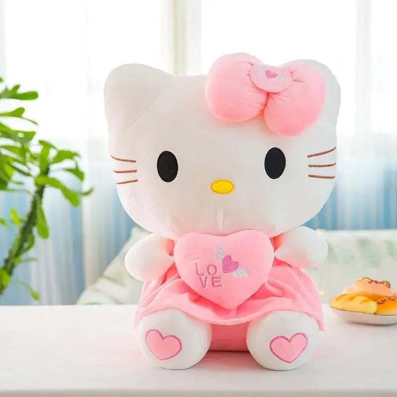 Hello Kitty Plush Doll - Pink Heart Hugging Sanrio Toy | Cute Cartoon Figure Gift for Girls