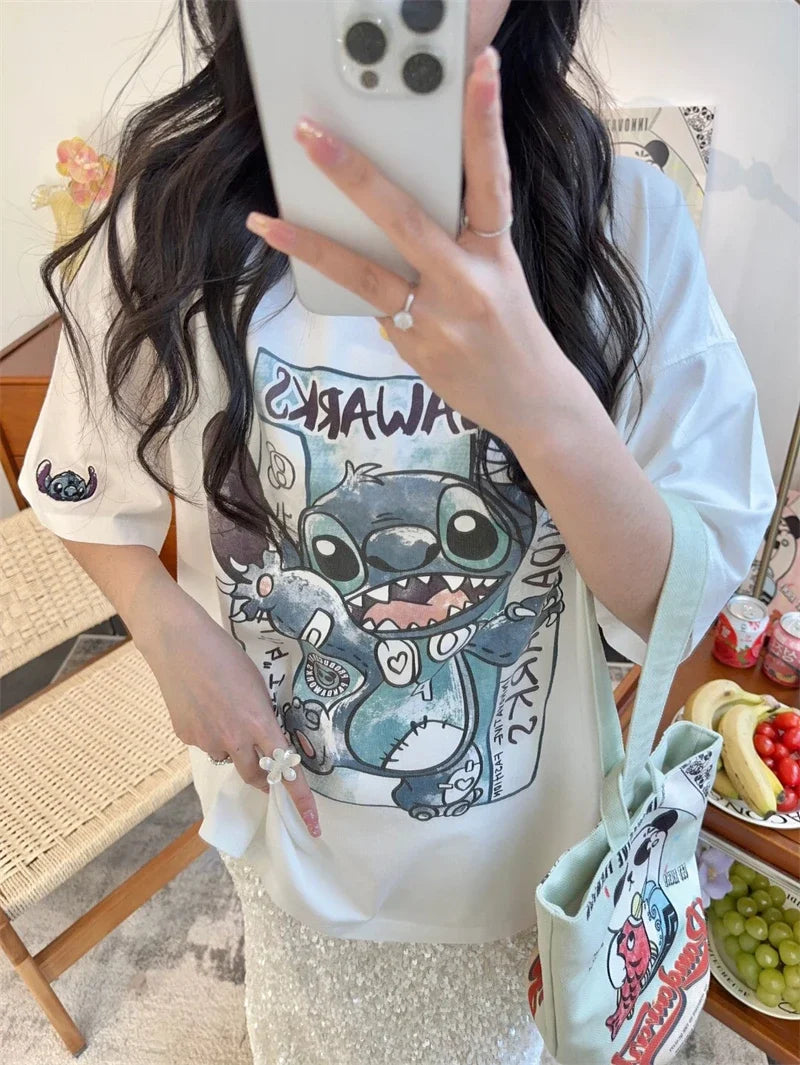 Kawaii Lilo & Stitch Disney T-Shirt – Women’s Y2K Harajuku Streetwear Summer Fashion Tee