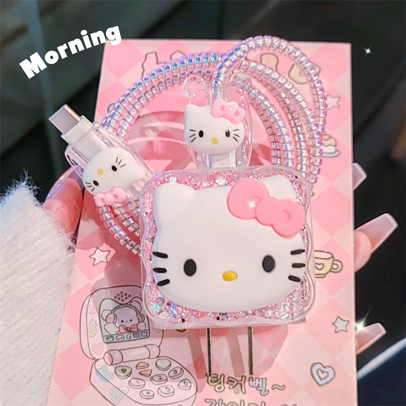 High-Quality Hello Kitty Charger Cable Protector & Winding Kit | Perfect for Apple Devices