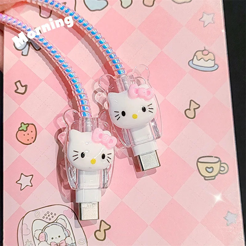 High-Quality Hello Kitty Charger Cable Protector & Winding Kit | Perfect for Apple Devices