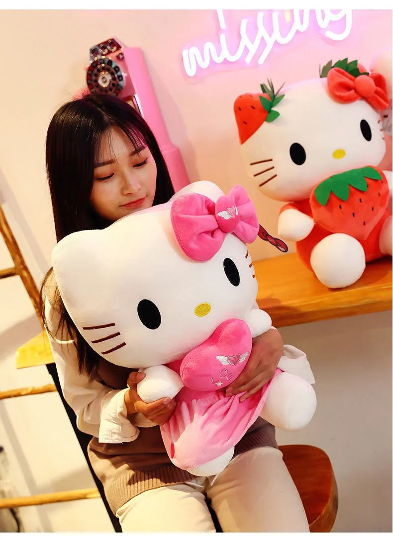 22cm Kawaii Hello Kitty Plush Toy - Cute Anime Stuffed Animal Pillow Doll | Children’s Plushies & Birthday Gift"