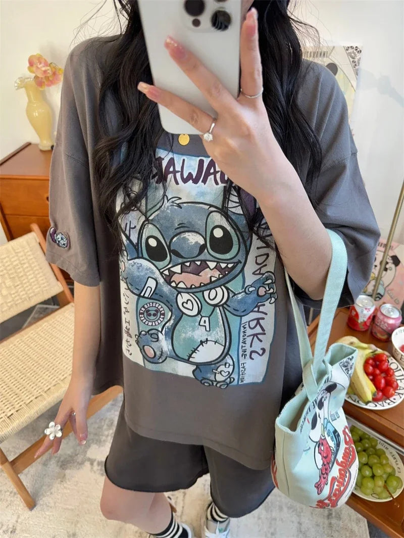 Kawaii Lilo & Stitch Disney T-Shirt – Women’s Y2K Harajuku Streetwear Summer Fashion Tee