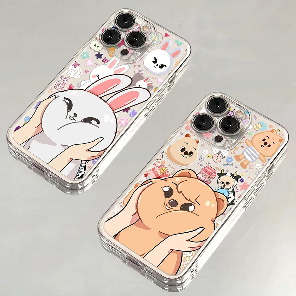 Stray Kids Cute  Phone Case For iPhone 16 15 14 13  Transparent Cover Case